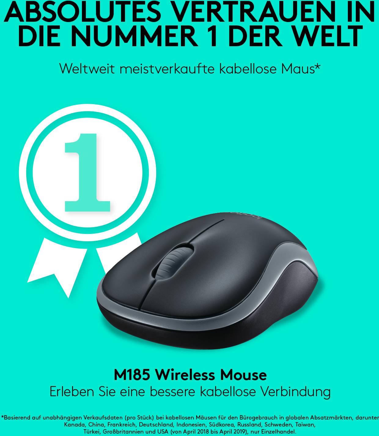 Logitech M185 Maus Funk Optisch Grau 3 Tasten 1000 dpi