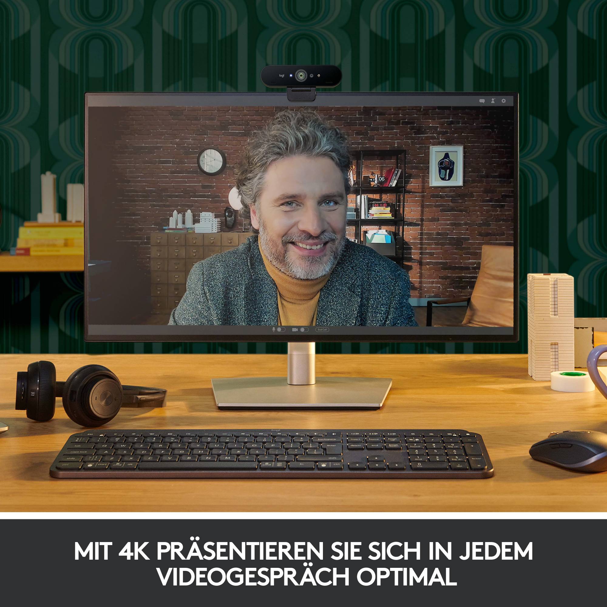 Logitech Brio 4K Stream Edition 4K-Webcam 3840 x 2160 Pixel, 1920 x 1080 Pixel, 1280 x 720 Pixel Klemm-Halterung, für Windows Hello