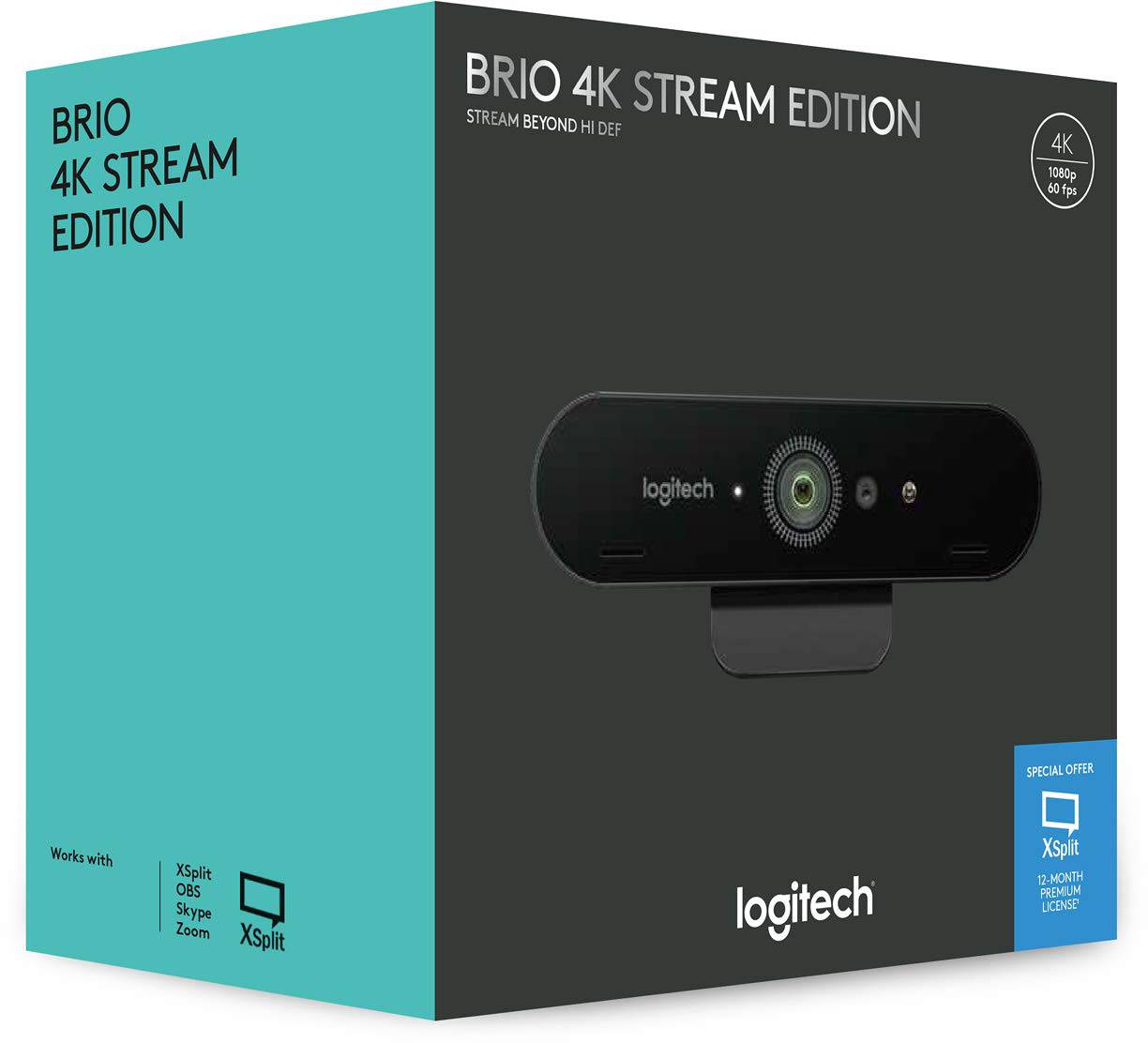 Logitech Brio 4K Stream Edition 4K-Webcam 3840 x 2160 Pixel, 1920 x 1080 Pixel, 1280 x 720 Pixel Klemm-Halterung, für Windows