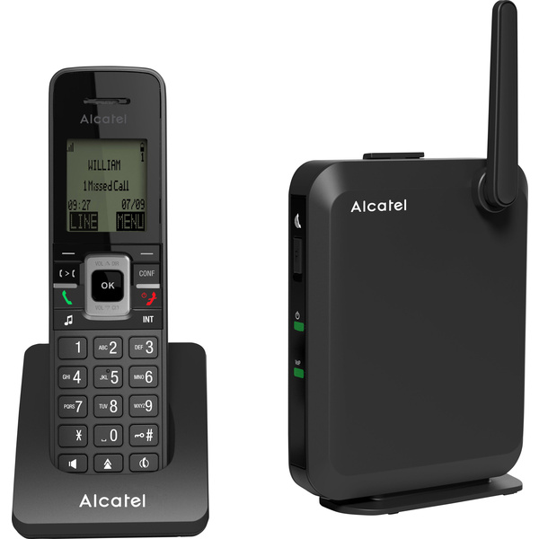 Alcatel IP2215 Téléphone VoIP sans fil fonction mains libres, avec combiné, port casque écran éclairé noir