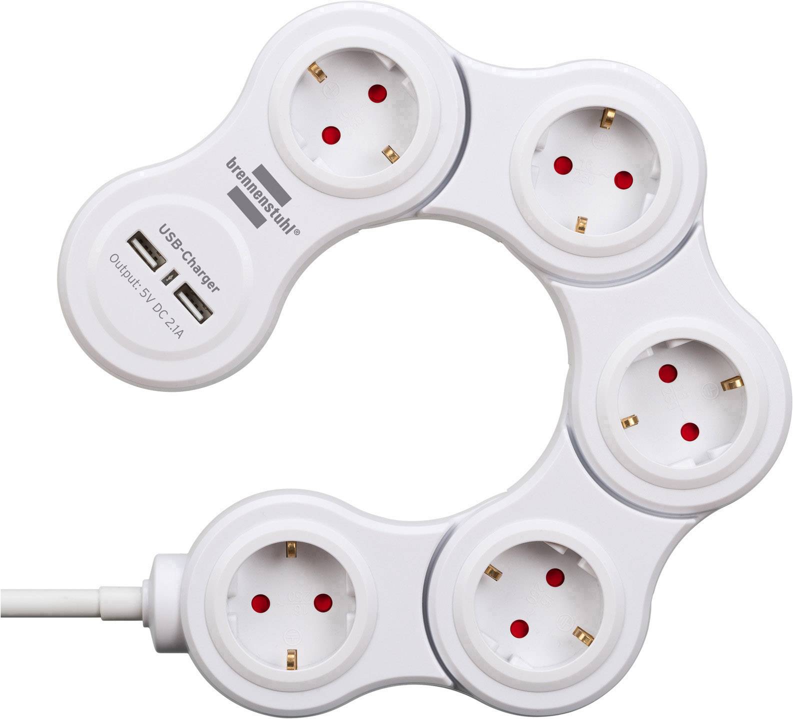 Brennenstuhl 1155350210 Steckdosenleiste mit Schalter 5fach Weiß Schutzkontakt 1St.