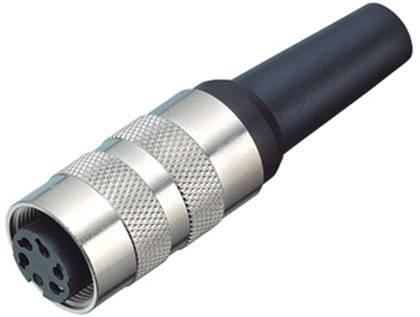 Ein fünfpinniger DIN-Stecker mit silbernem Gehäuse und schwarzem Kabelschutz, häufig in Audiogeräten verwendet.