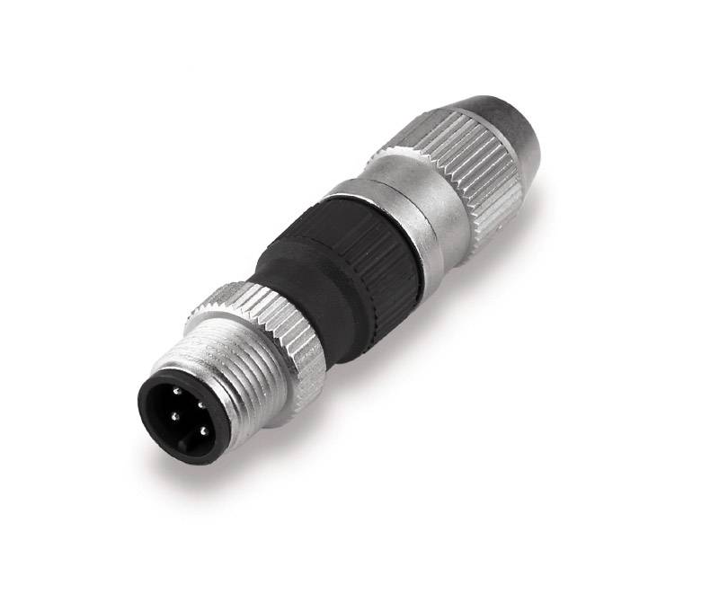 Metall-Steckeranschluss mit zwei schwarzen Gummisegmenten, geeignet für industrielle Anwendungen.