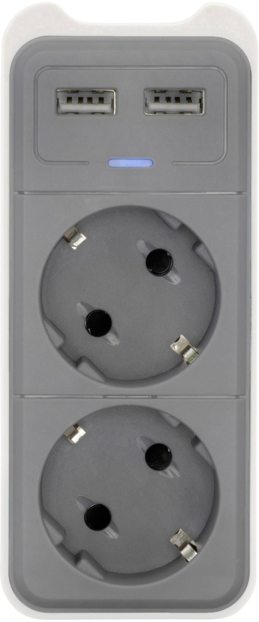 Caliber HPS1202U Zwischensteckdose mit USB 2polig Weiß, Grau