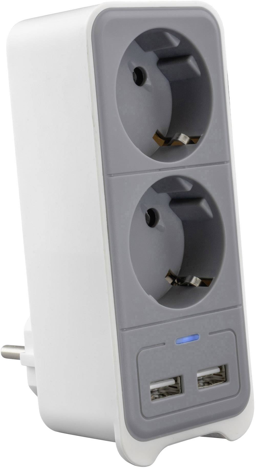 Caliber HPS1202U Zwischensteckdose mit USB 2polig Weiß, Grau