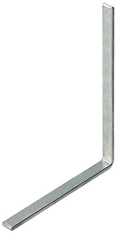 Ein schlichtes, silbernes, rechtwinkliges Metallwinkel.