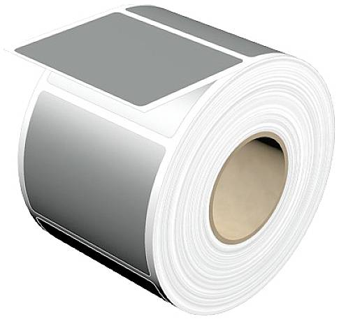 Eine Rolle mit rechteckigen Etiketten auf einer weißen Trägerfolie, geeignet für Beschriftungszwecke.