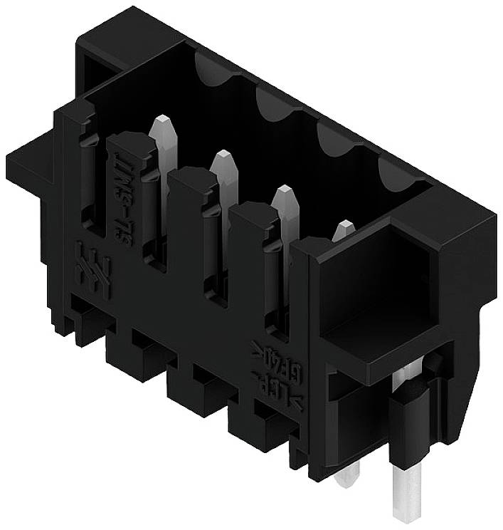 Bild eines schwarzen elektronischen Steckverbinders mit Pins, geeignet für die Verbindung von elektrischen Schaltkreisen in Geräten.