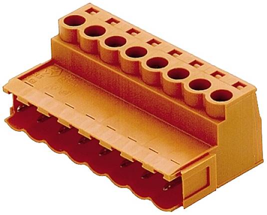 Roter Elektroklemmenblock mit neun Steckverbindungsöffnungen und einem festen, flachen Sockel. Wird zur sicheren Verkabelung verwendet.