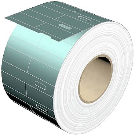 Rolle aus Papier mit aufgedruckten Umschlägen. Geeignet für Verpackungen oder Etikettierungen.