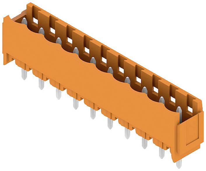 Oranger Steckverbinder mit mehreren Pins, rechteckige Form, geeignet für elektronische Verbindungen und Verkabelungen.