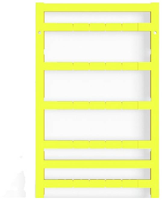 Gelbes, rechteckiges Gestell mit mehreren horizontalen Streben, die gleichmäßig verteilt sind.