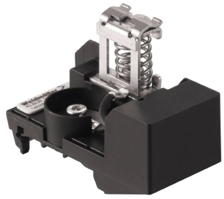 Ein schwarzes Elektroteil mit Federmechanismus und metallischen Kontakten. Verwendung in Schaltungen zur besseren Verbindung.