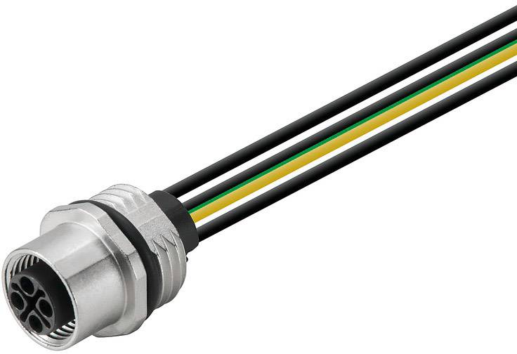 Metallstecker mit fünf Adern in Schwarz, Gelb und Grün. Geeignet für industrielle Anwendungen.