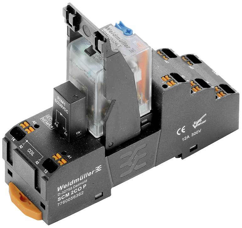 Weidmüller DRMKITP 24VDC 2CO LD/PB Relaisbaustein Nennspannung: 24 V/DC Schaltstrom (max.): 10A 2 Wechsler 10St.