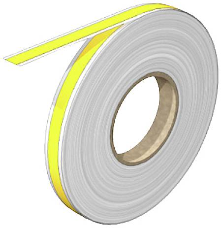 Gelbes, reflektierendes Klebeband in Rollenform, verwendet zur Markierung oder für Sicherheitszwecke.