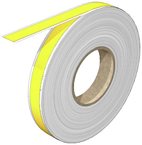 Eine Rolle gelbes Klebeband mit einem Kern aus Pappe.