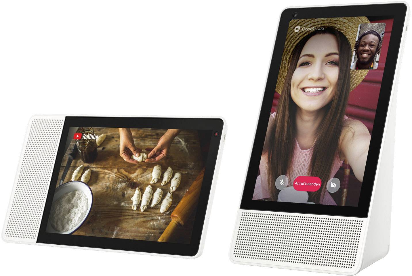 Lenovo 8 HD Smart Display Sprachassistent Weiß, Holz