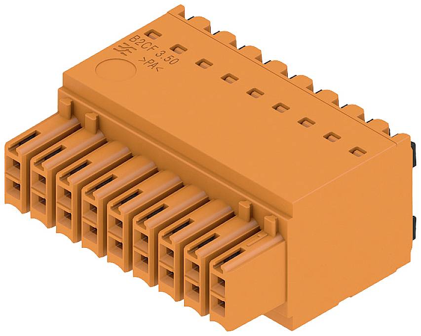 Oranger Steckverbinder mit mehreren Anschlüssen, geeignet für industrielle und technische Anwendungen.