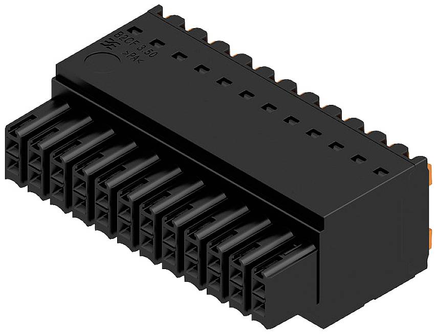 Ein schwarzer elektrischer Steckverbinder mit mehreren Anschlussbuchsen. Verwendet für den Einsatz in elektronischen Geräten und Systemen.