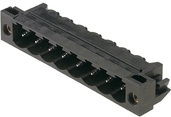 Ein schwarzer Steckverbinder mit mehreren Metallkontakten, geeignet für elektronische Geräteanwendungen.