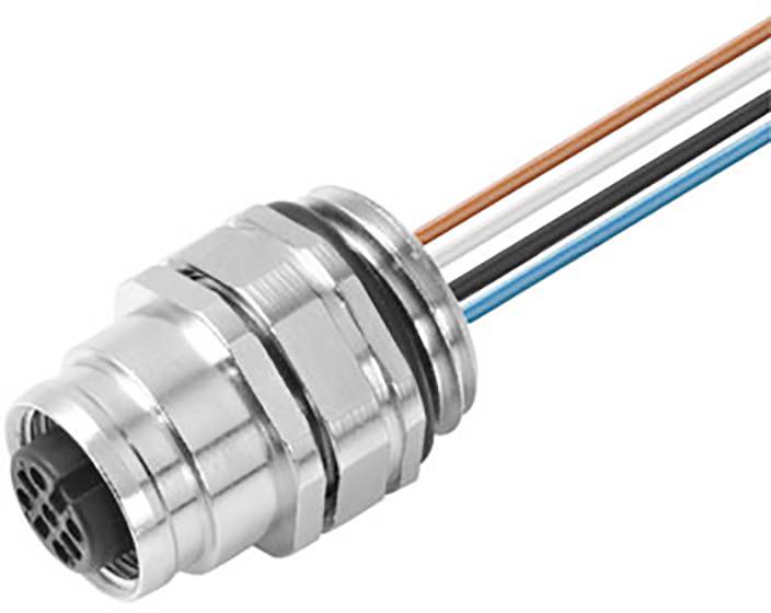 Metallstecker mit mehreren farbigen Kabeln, die aus der Rückseite herausführen. Elektronik-Komponente zur Verbindung und Stromübertragung.