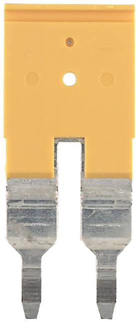 Eine orange flache Sicherung mit zwei Metallanschlüssen.
