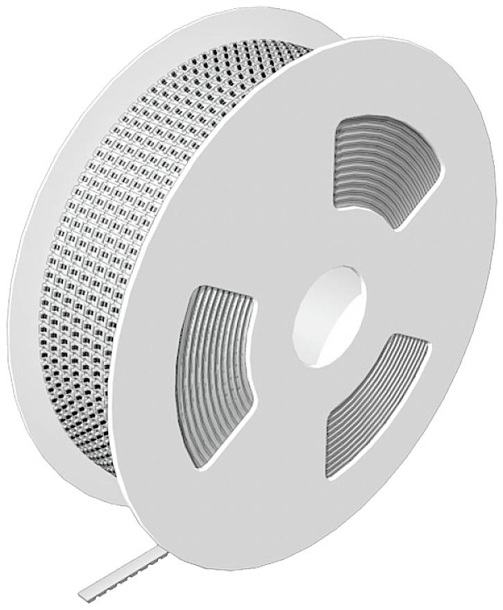 Eine große Spule mit gewickeltem Material, wahrscheinlich für technische oder elektronische Anwendungen, auf weißem Hintergrund.