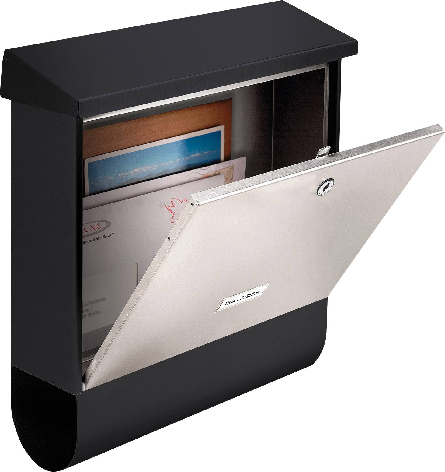 Burg Wächter London-Set 68670 B+S Briefkasten Edelstahl, Stahl Schwarz, Edelstahl