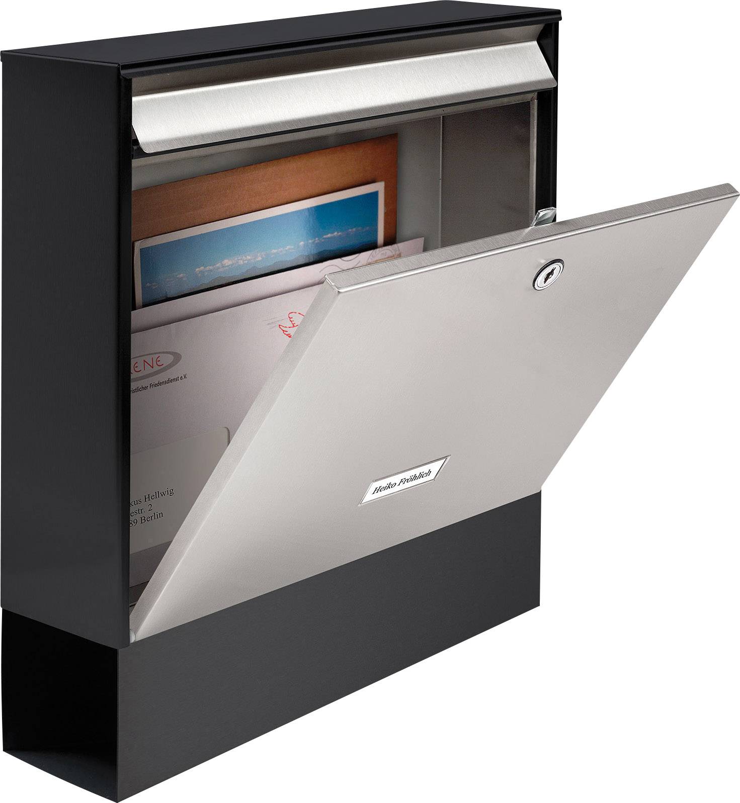 Burg Wächter Oxford-Set 68770 B+S Briefkasten Edelstahl, Stahl Schwarz, Edelstahl