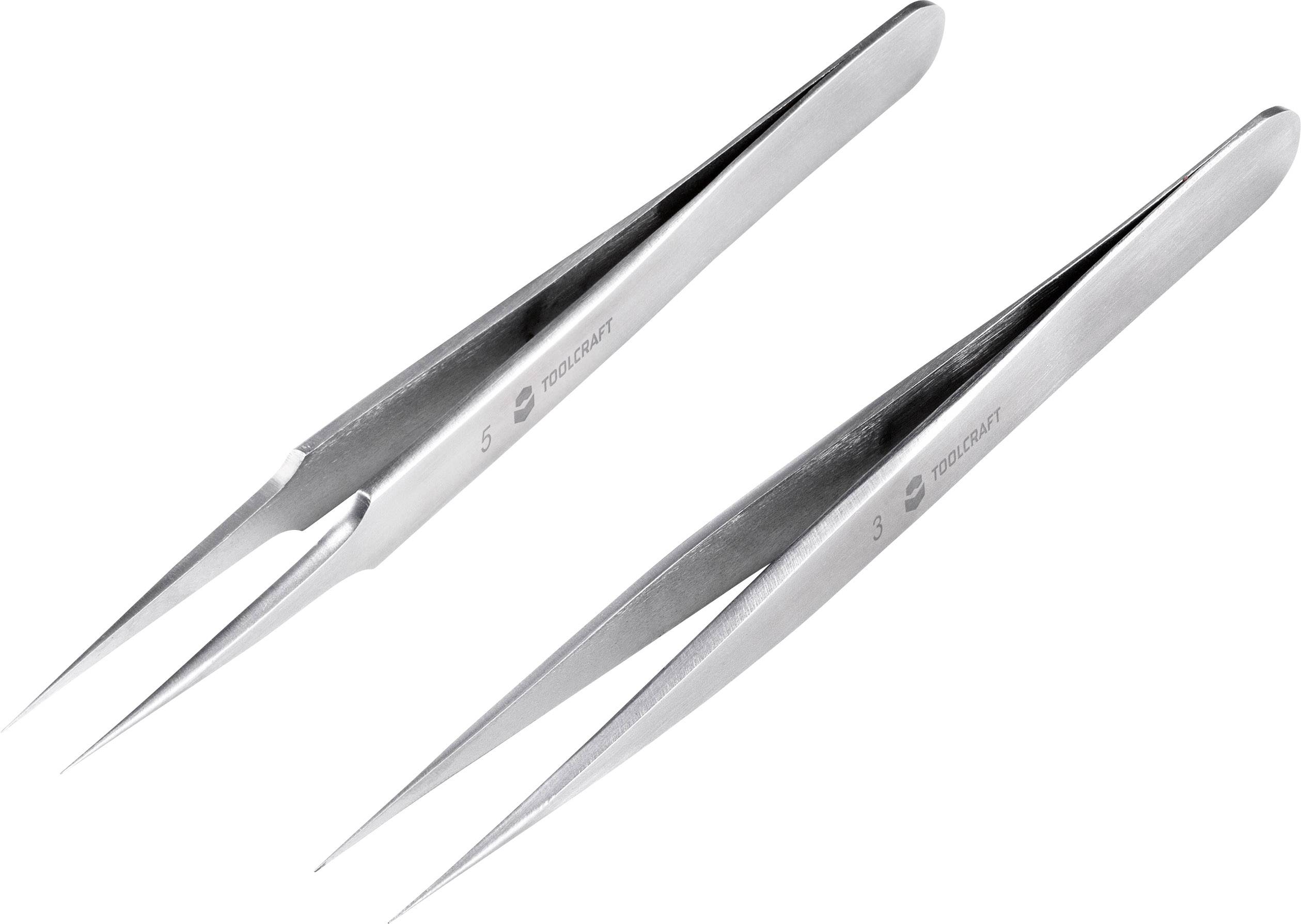 TOOLCRAFT TO-5861034 Pinzetten-Set 2teilig Spitz, superfein 120mm