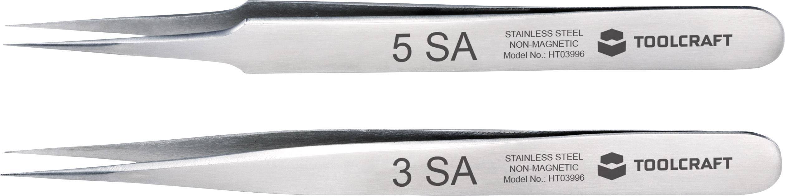 TOOLCRAFT TO-5861034 Pinzetten-Set 2teilig Spitz, superfein 120mm