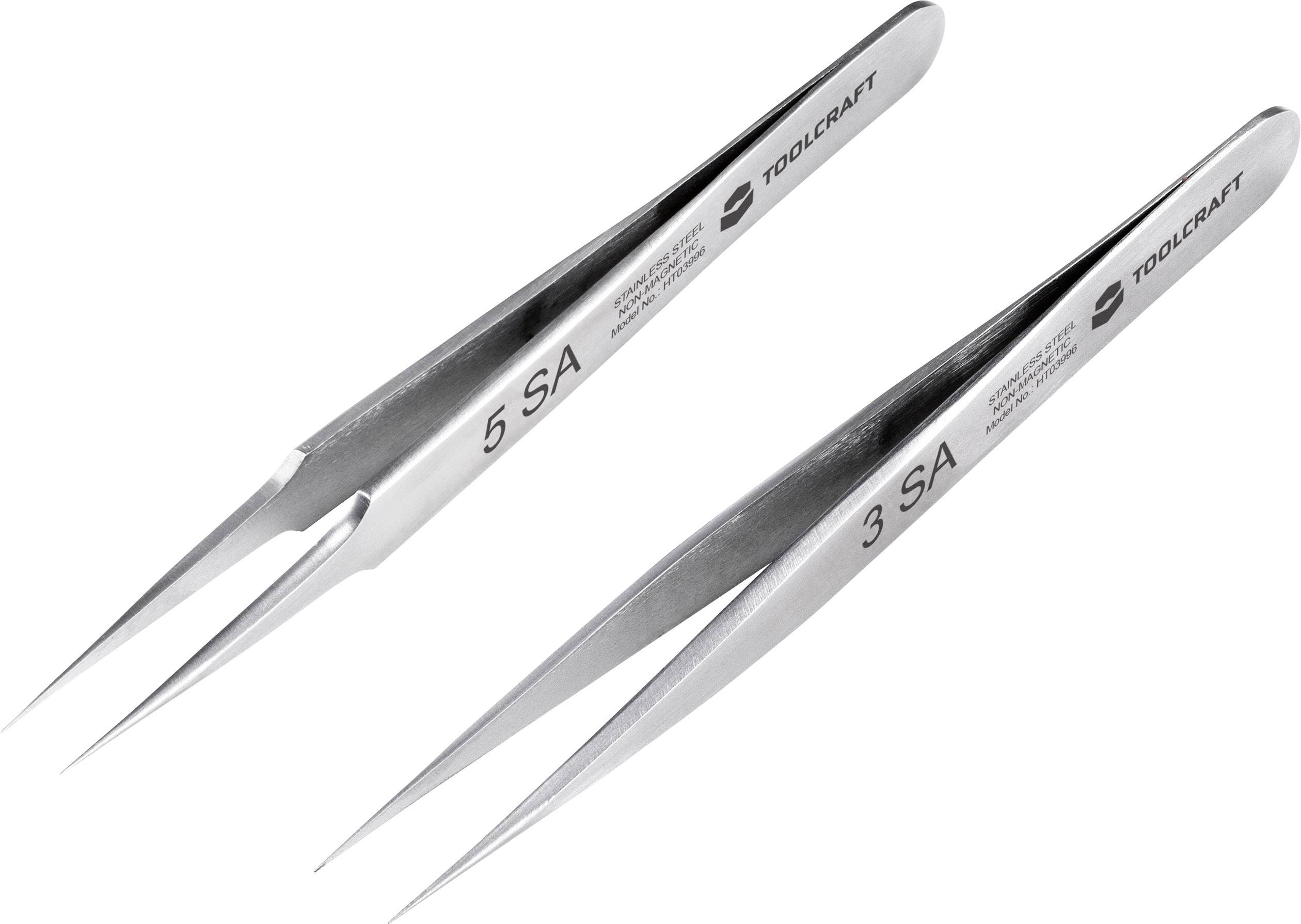 TOOLCRAFT TO-5861034 Pinzetten-Set 2teilig Spitz, superfein 120mm