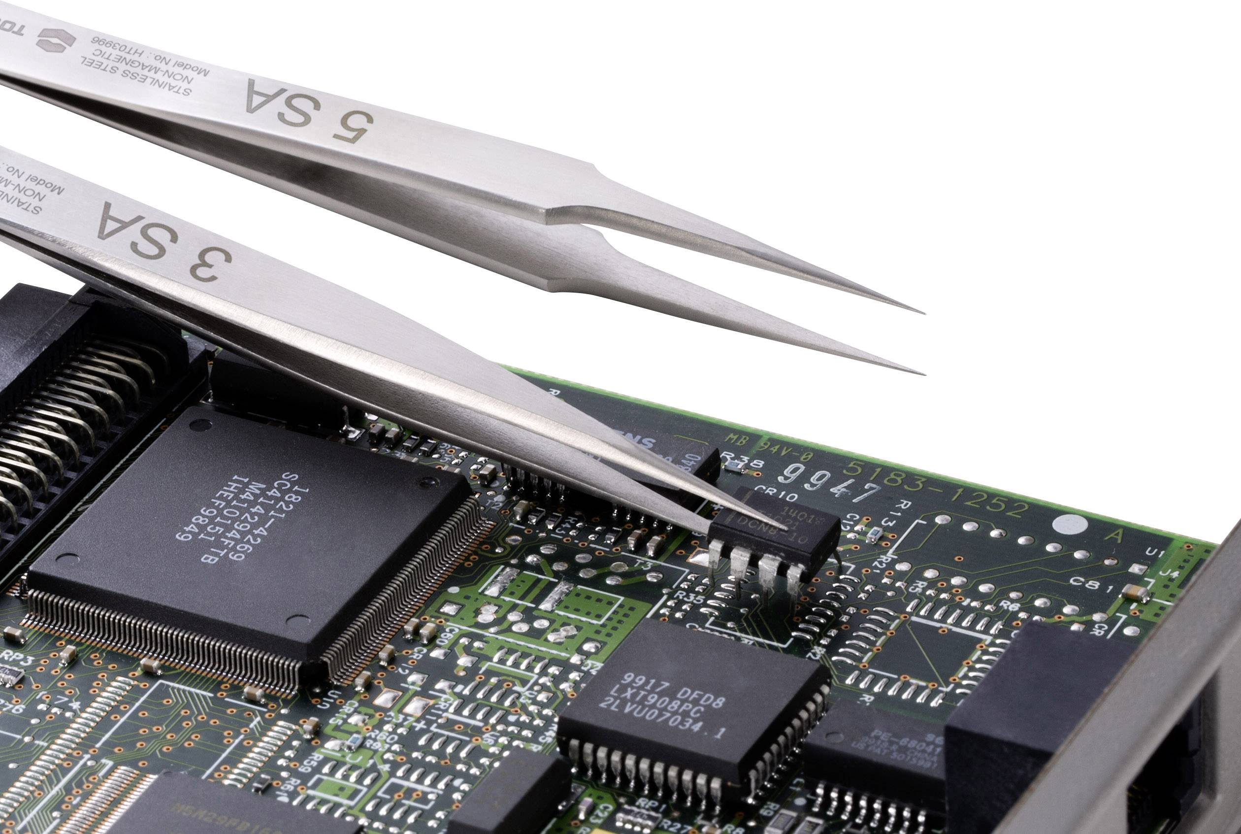 TOOLCRAFT TO-5861034 Pinzetten-Set 2teilig Spitz, superfein 120mm