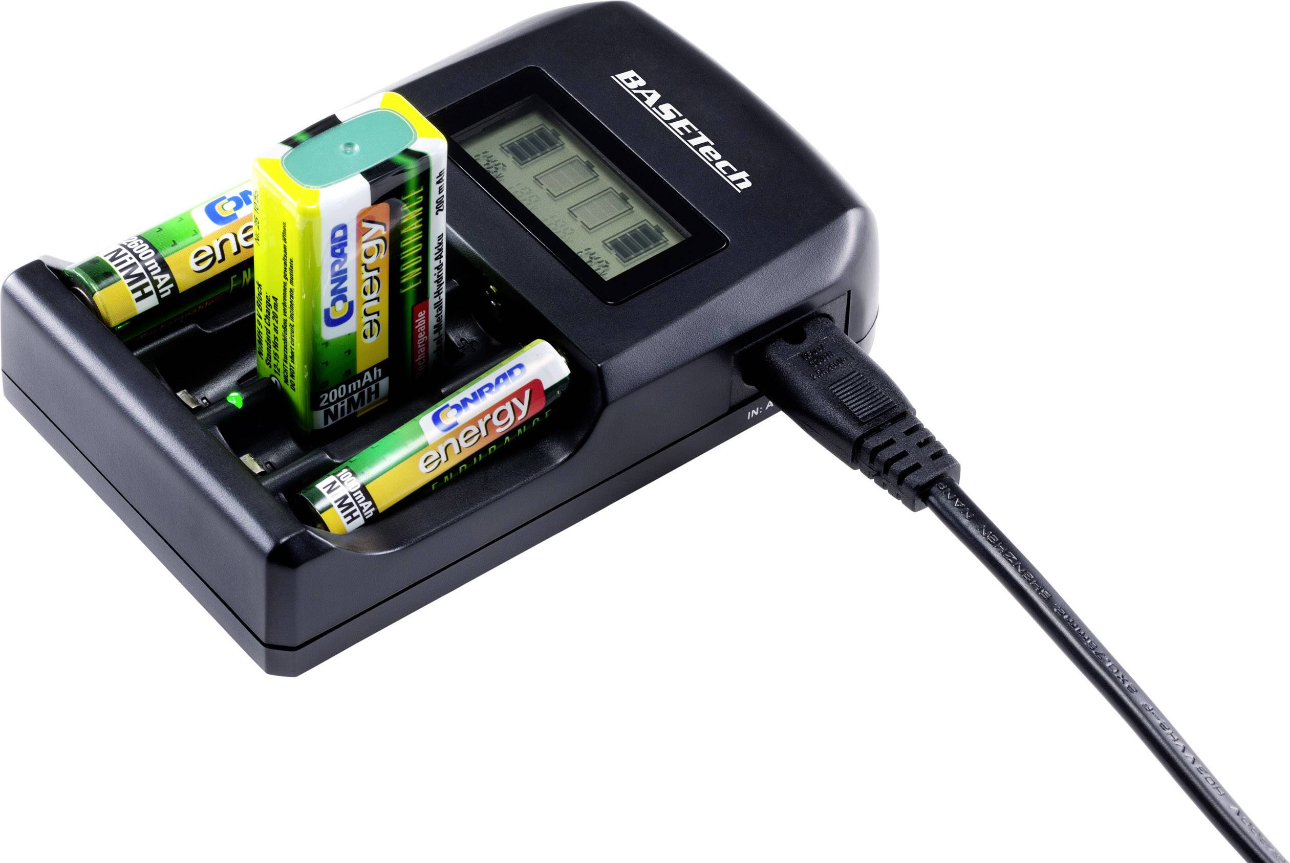Basetech BTL-4 Rundzellen-Ladegerät NiMH, NiCd Mignon (AA), Micro (AAA), 9V Block