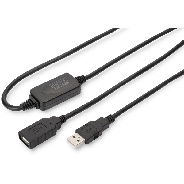 Digitus USB-Kabel USB 2.0 USB-A Buchse, USB-A Stecker 20.00m Schwarz mit USB, mit Verlängerungskabel DA-73102