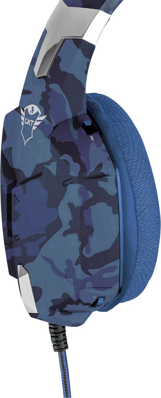 Trust GXT322B Carus Gaming On Ear Headset kabelgebunden Stereo Camouflage, Blau Lautstärkeregelung, Mikrofon-Stummschaltung