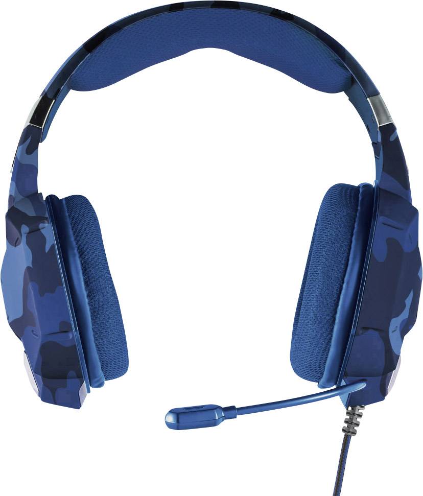 Trust GXT322B Carus On Ear Headset kabelgebunden Stereo Camouflage, Blau Lautstärkeregelung, Mikrofon-Stummschaltung Gaming