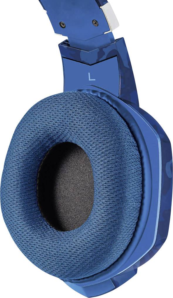 Trust GXT322B Carus Gaming On Ear Headset kabelgebunden Stereo Camouflage, Blau Lautstärkeregelung, Mikrofon-Stummschaltung