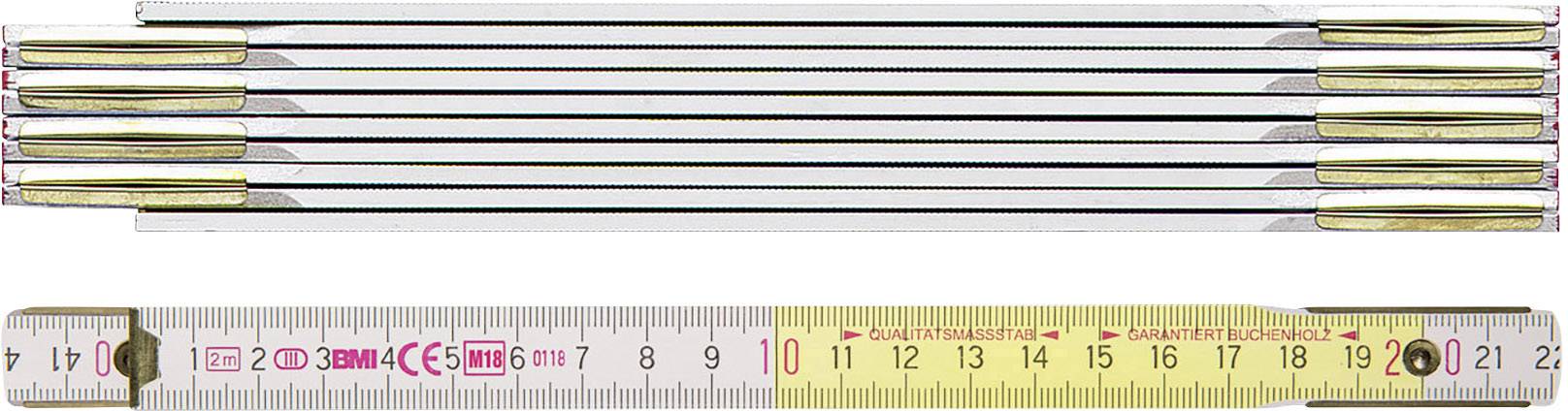 Ein ausgeklappter Zollstock und ein Maßband darunter liegen nebeneinander. Das Maßband zeigt Markierungen von 0 bis 20 Zentimeter.