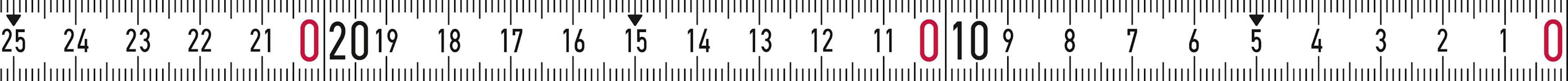 'Maßband in Zentimetern', mit hervorgehobenen Zahlen: 10, 20, 30, 40.