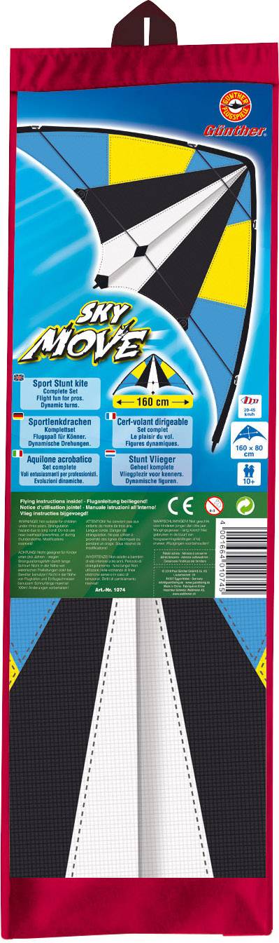 Günther Flugspiele Sport-Lenkdrachen Sky Move Spannweite (Details) 1600mm Windstärken-Eignung 4 - 6 bft