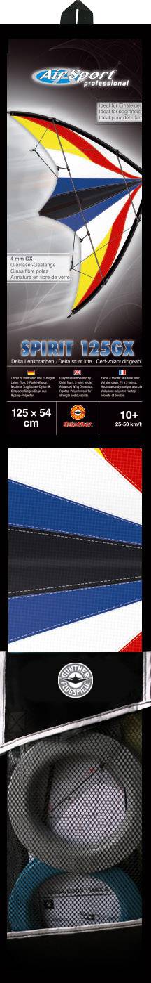 Günther Flugspiele Sport-Lenkdrachen Spirit Spannweite (Details) 1250mm Windstärken-Eignung 4 - 6 bft