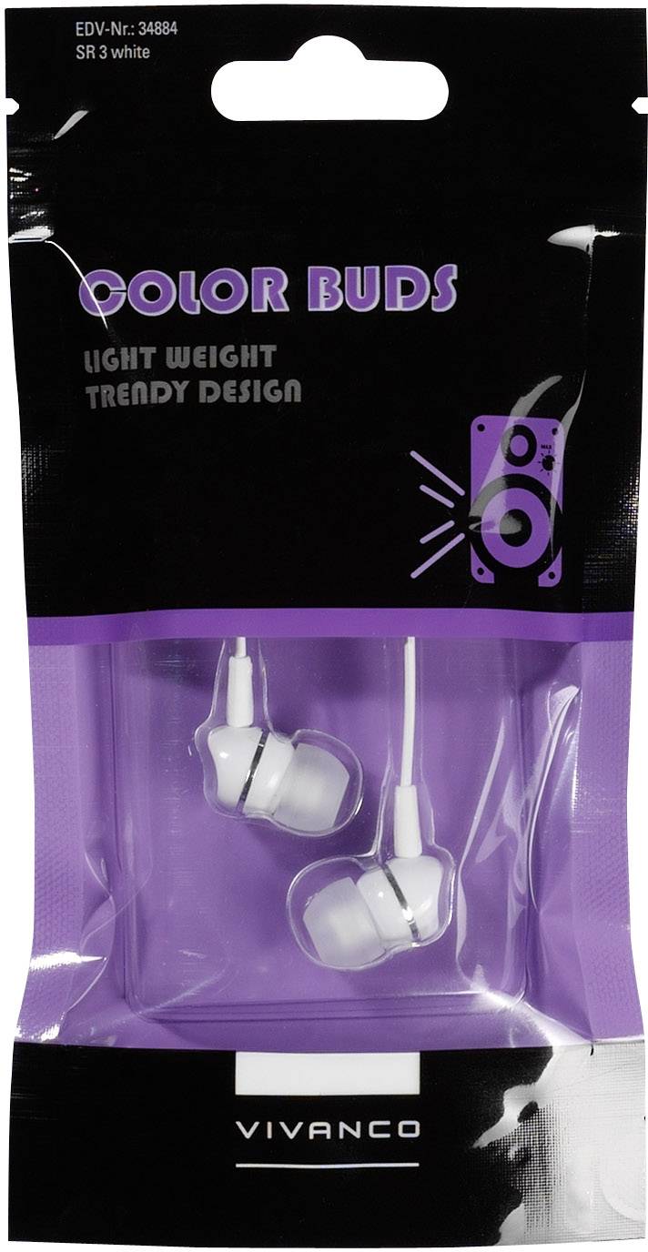 Vivanco SR 3 WHITE In Ear Kopfhörer kabelgebunden Weiß