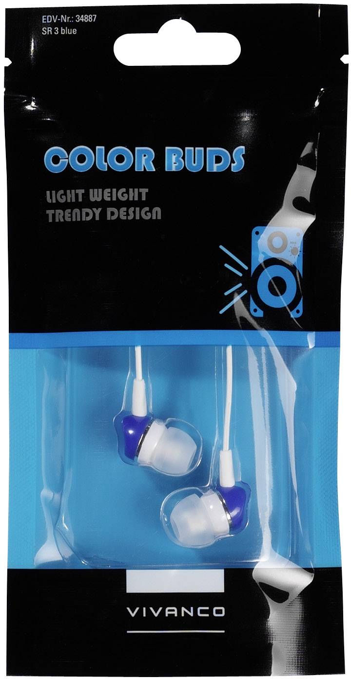 Vivanco SR 3 BLUE In Ear Kopfhörer kabelgebunden Weiß, Blau
