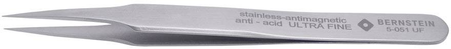 Silberfarbene, feine Edelstahlpinzette mit der Aufschrift 'stainless anti-magnetic, anti-acid ULTRA FINE' und 'BERNSTEIN 5-061 UF'.