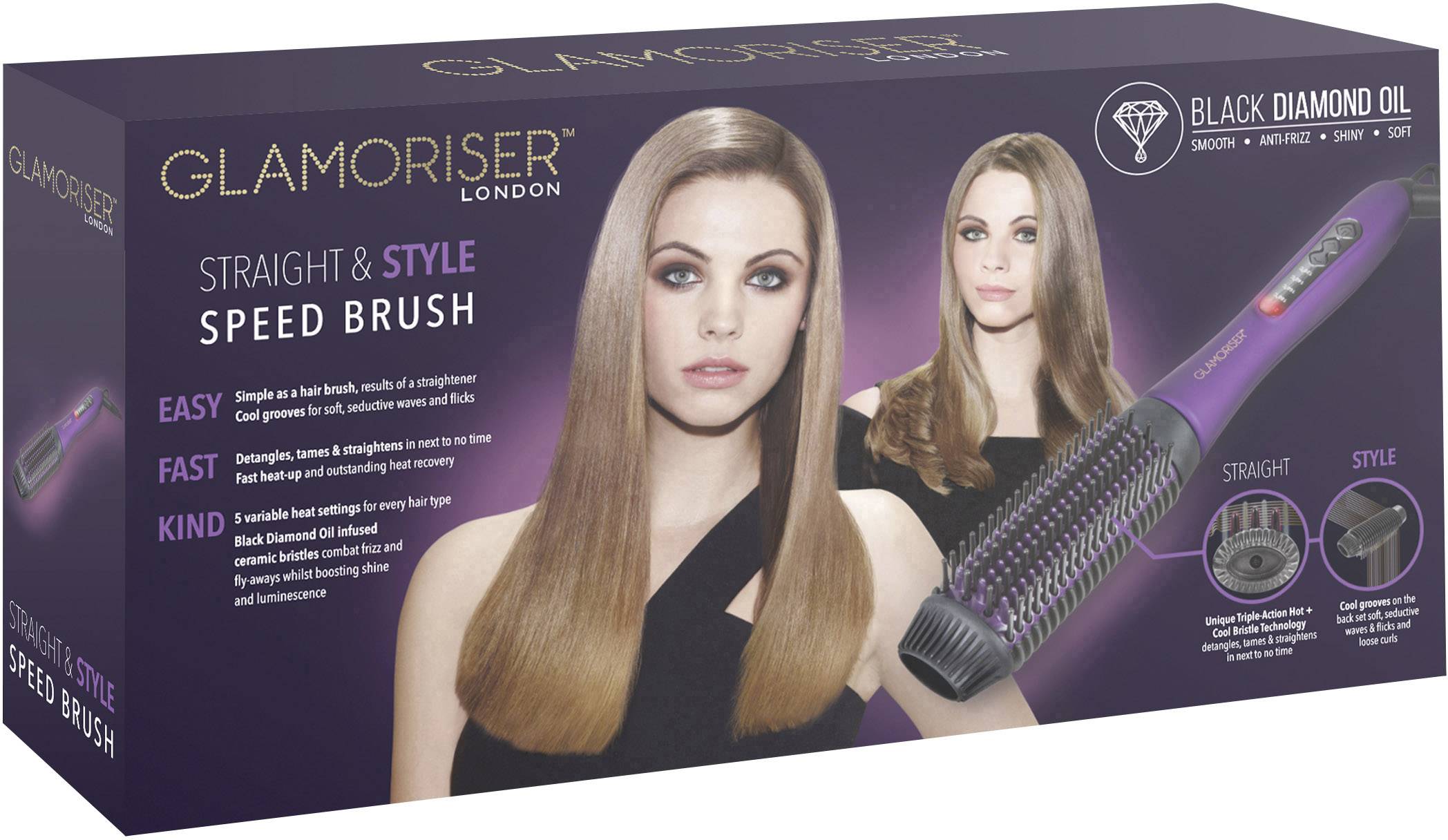 Glamoriser GLA024 Glättungsbürste Schwarz, Ultraviolett