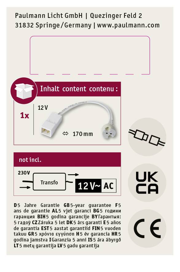 Paulmann 216 Anbaugehäuse 50 W Weiß