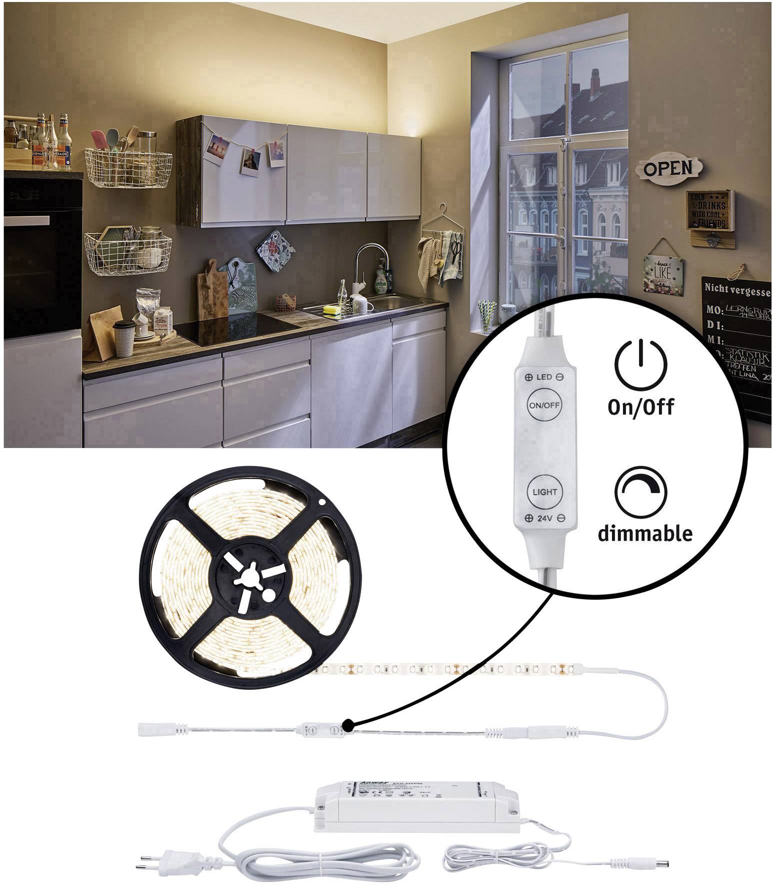 Paulmann SimpLED 78956 LED-Streifen-Komplettset mit Stecker 24 V 3 m Warmweiß 1 St.