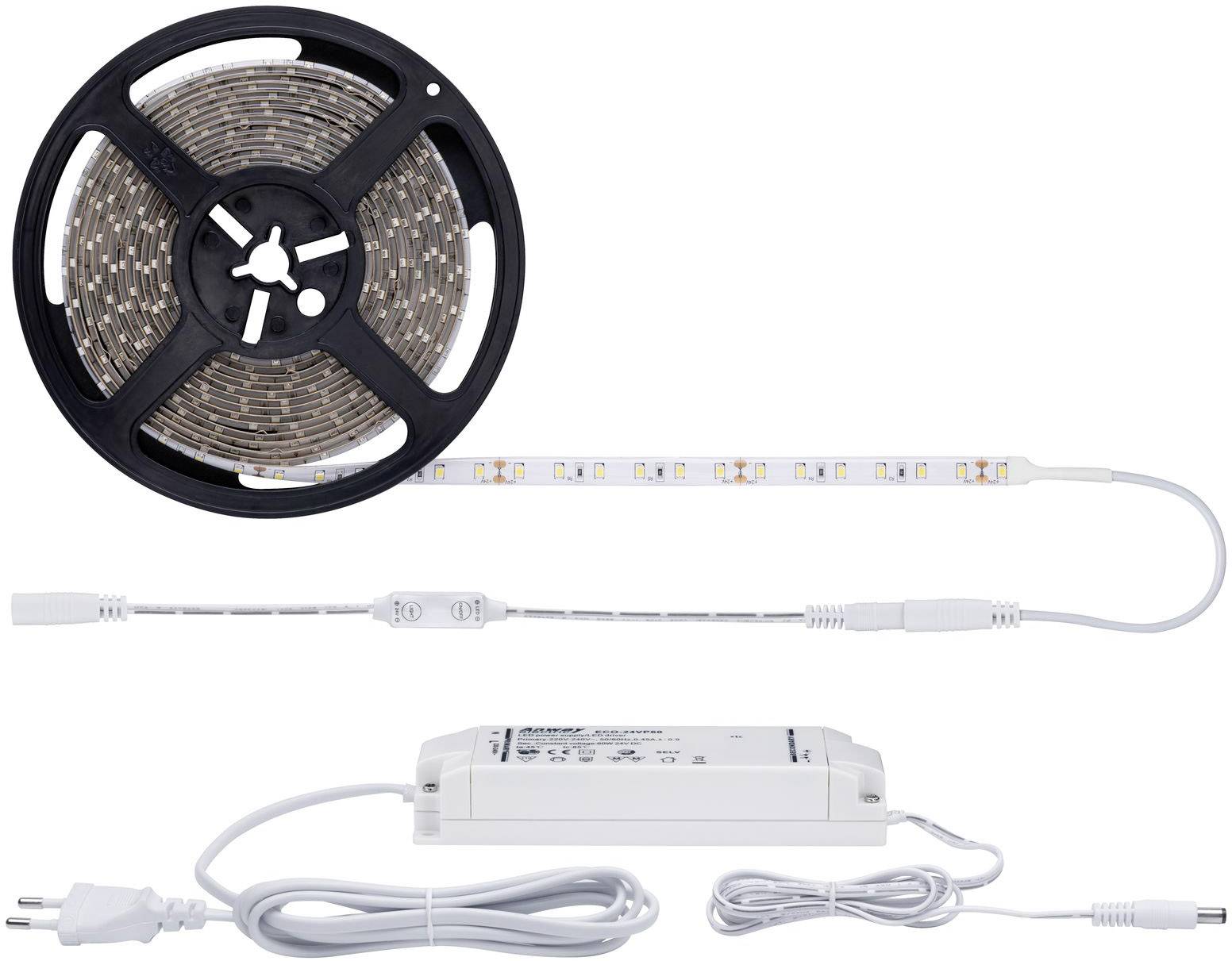 Paulmann SimpLED 78957 LED-Streifen-Komplettset mit Stecker 24V 5m Warmweiß 1St.